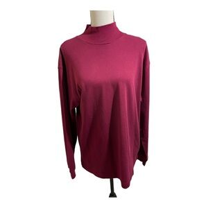 Lord and Taylor womens  mock turtleneck long sleeve cotton shirt. Size Large